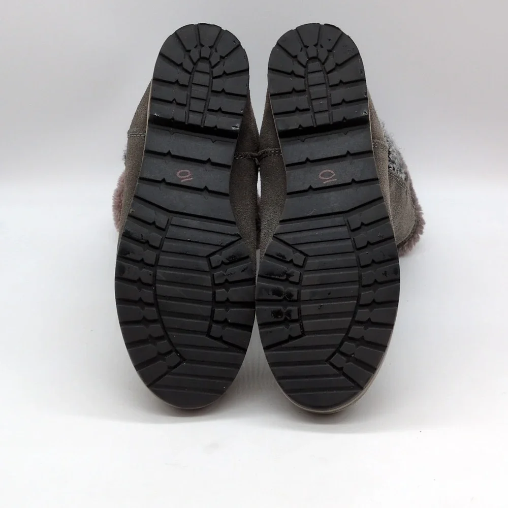 White Mountain Boots Womens Polarair Gray 7 Suede‎ Winter Shoes Fur Trim Pull On
